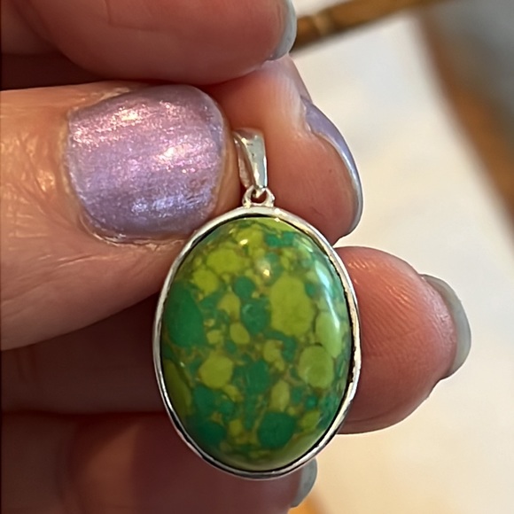 SS#7 Mojave Green Turquoise Pendant In Solid Sterling Silver NWOT - Picture 7 of 15